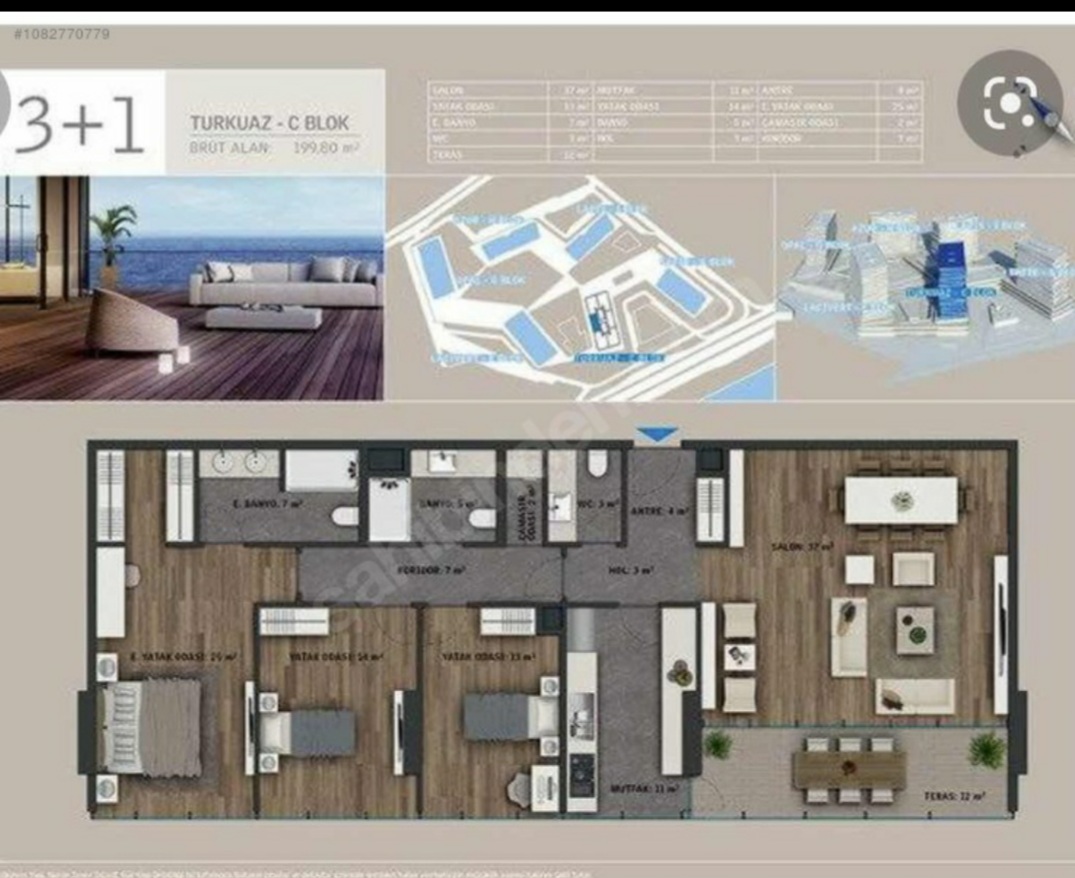 YEDİ MAVİ DENİZ MANZARALI SÜPER KONUMDA DAİRE